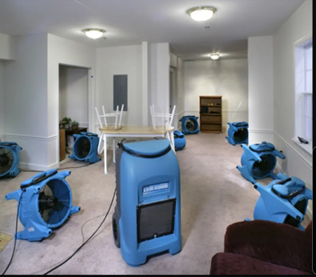 Air movers and dehumidifier setup for Water Extraction & Removal in Mounds View